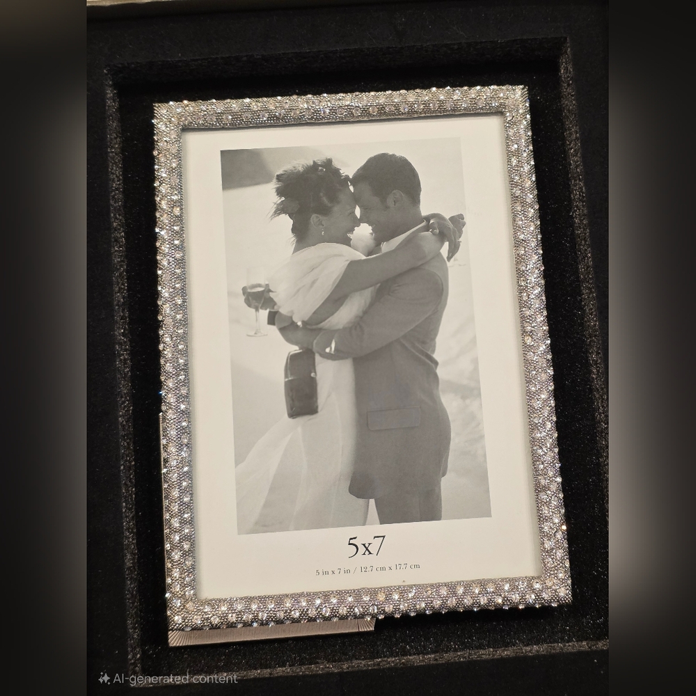 Tizo Design  5x7 Photo Frame Made In Italy  Pewter-tone with Swovski Crystals